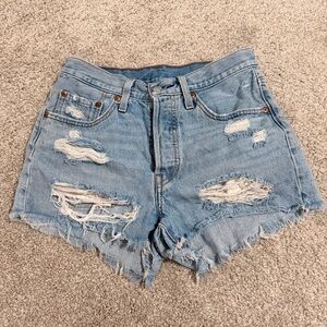 Levi's Classic Blue Ripped Jean Shorts